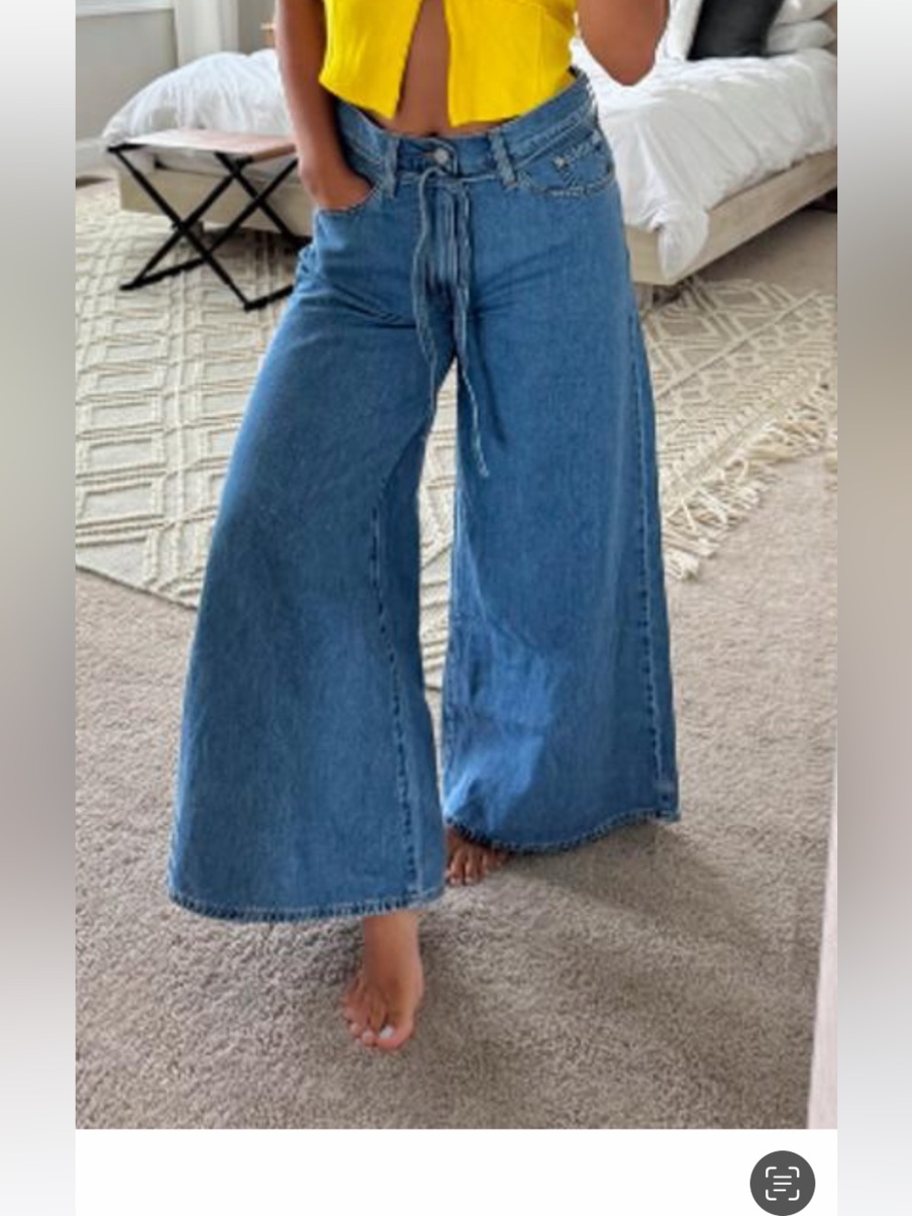 Levi’s Premium XL Superwide Leg Medium Wash Jean with Tie Waist Size 33 - Picture 6 of 16
